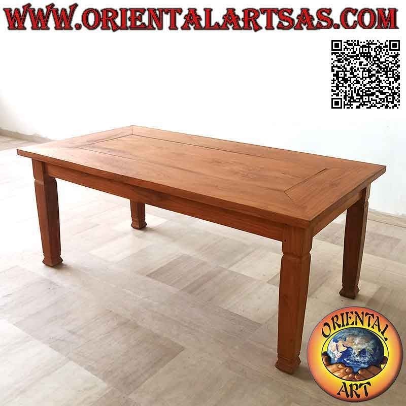 Table rectangulaire massive amovible de style "essentiel" en bois de teck (200*100)