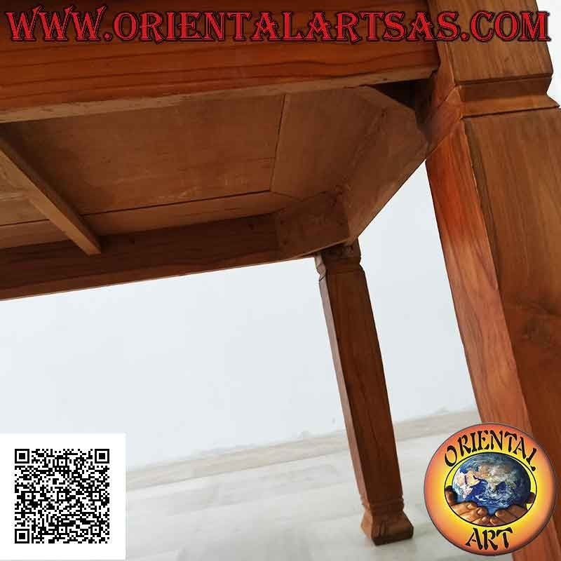 Removable "essential" style massive rectangular table in teak wood (200 * 100)