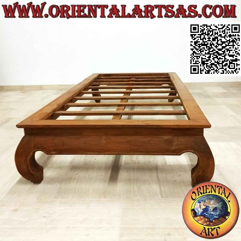 Letto singolo etnico in stile oppio (opium) in legno di teak
