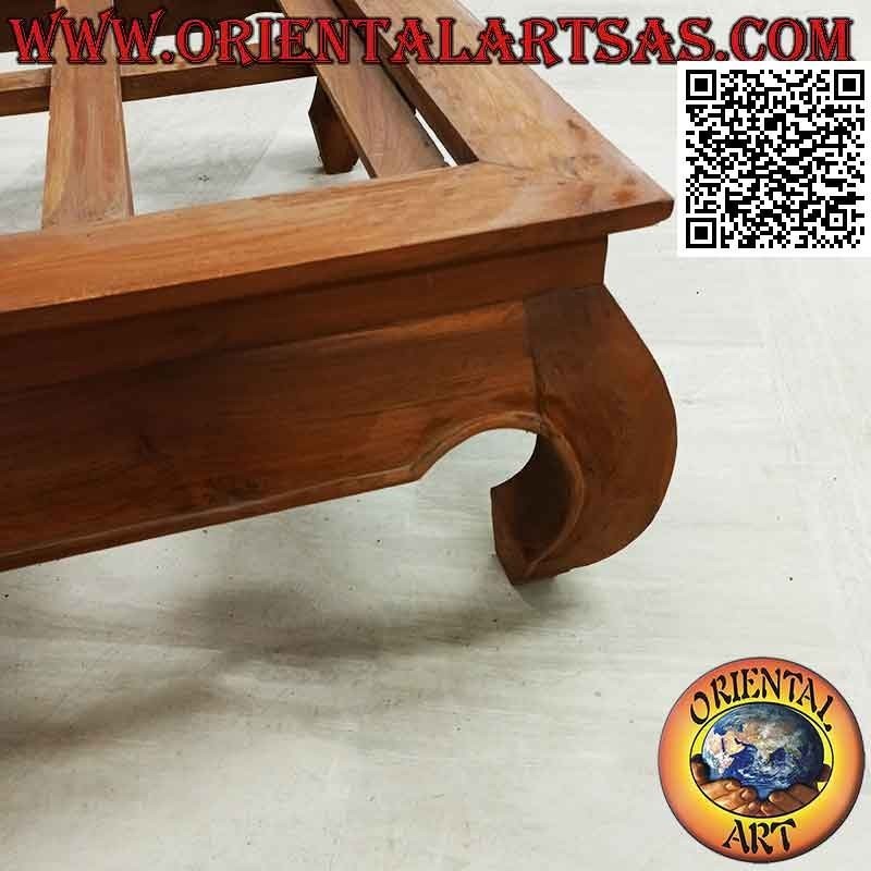 Cama individual étnica en estilo opio (opio) en madera de teca