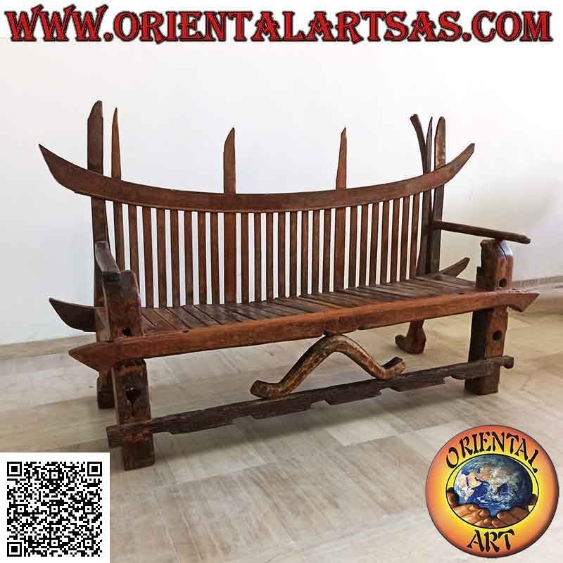 Panca Japan 3 Posti Legno di Teak Antico Riciclato 195cm