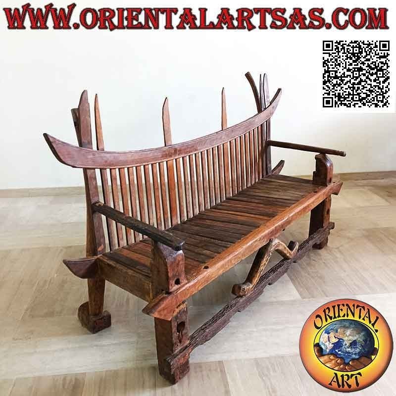 Banco Japan 3 Plazas Madera Teca Antigua Reciclada 195cm