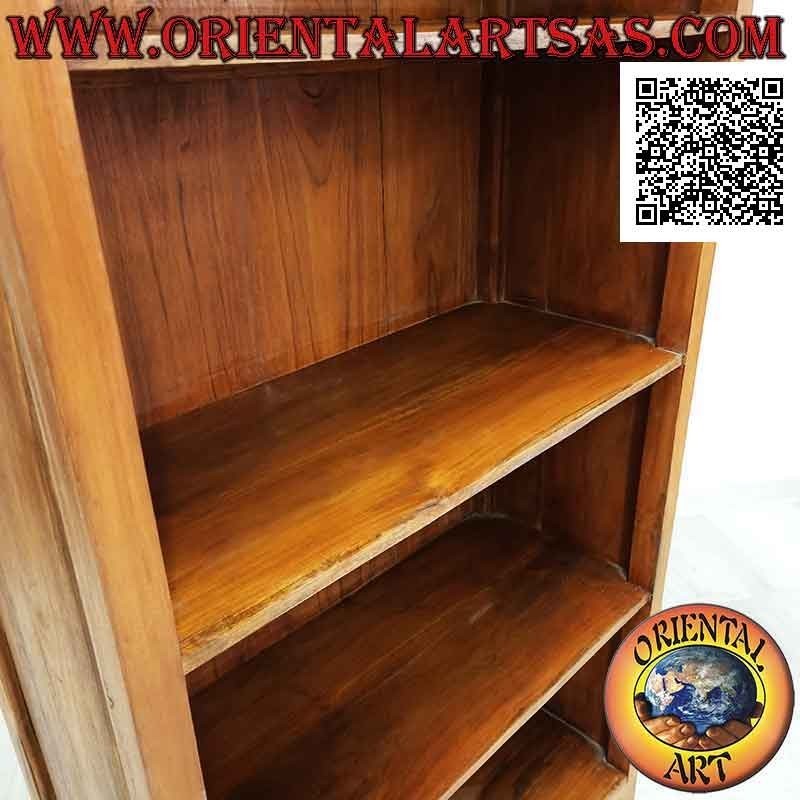 Libreria a quattro ripiani e due cassetti con cornice a colonnine doriche in legno di teak (80x40)