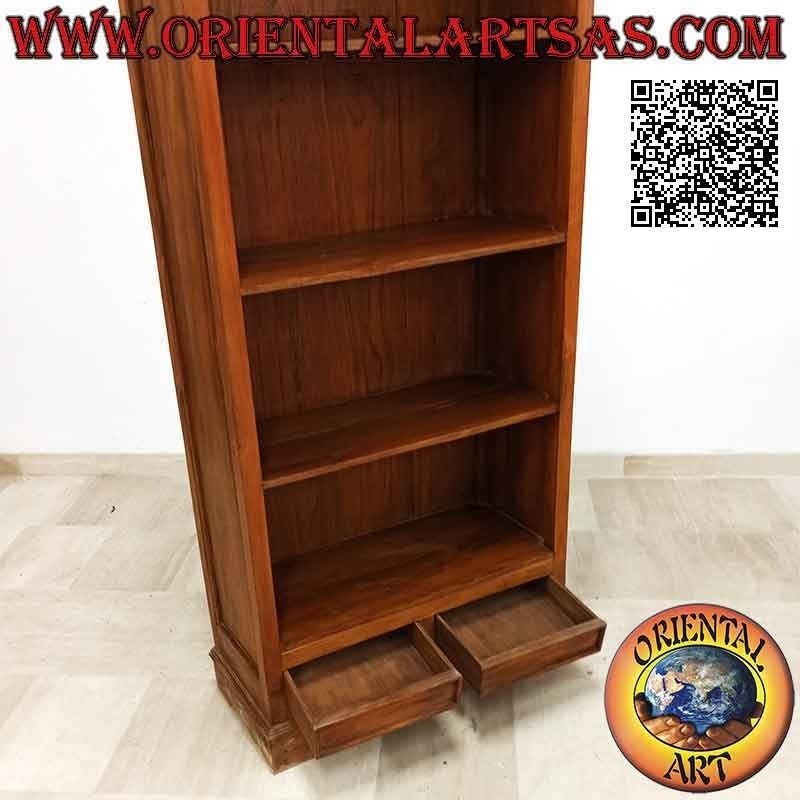 Bookcase with four shelves and two drawers with Doric columns frame in teak wood (70x40)