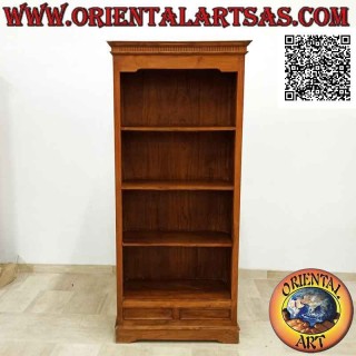 Bookcase with four shelves and two drawers with Doric columns frame in teak wood (60x40)