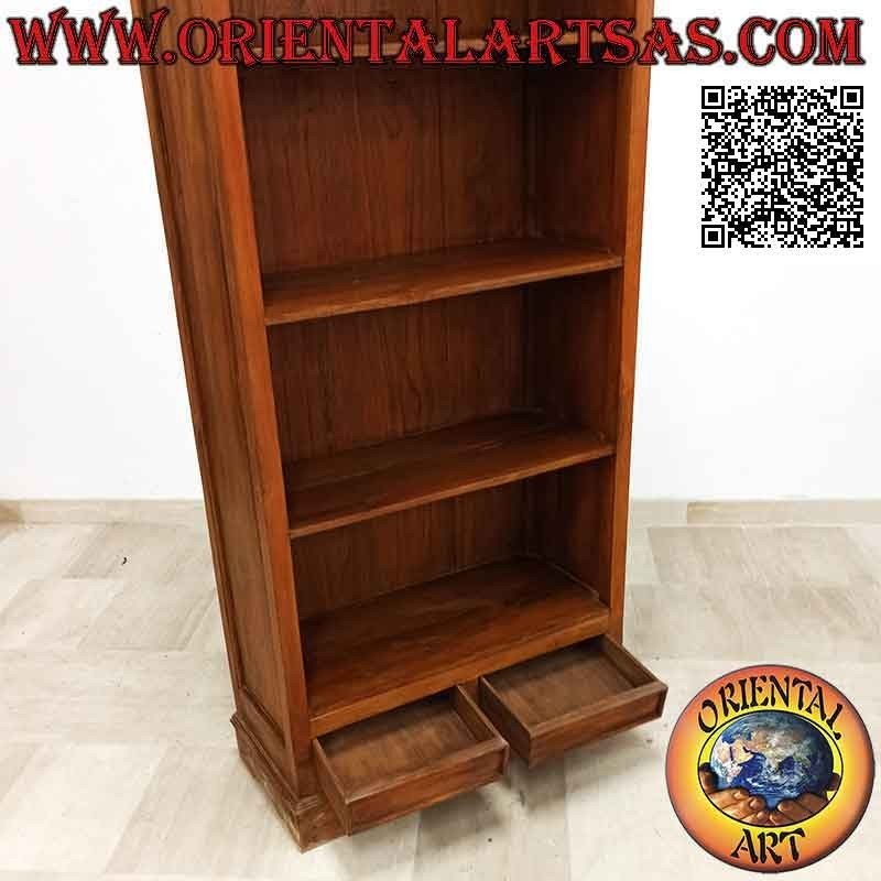 Bookcase with four shelves and two drawers with Doric columns frame in teak wood (60x40)