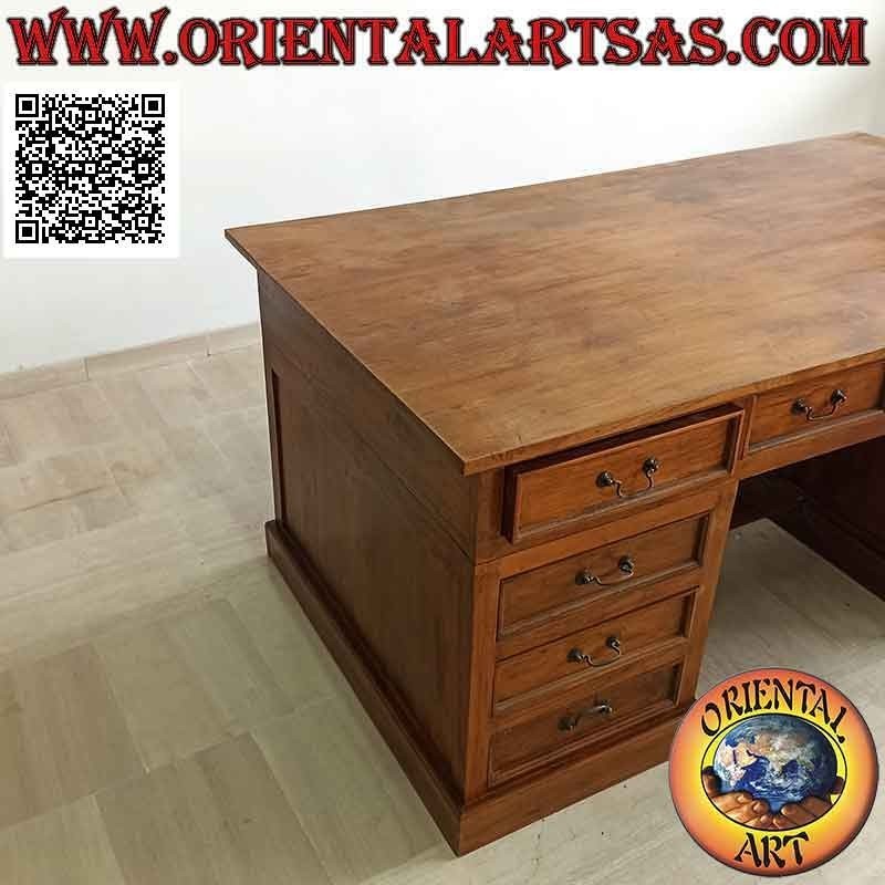 Scrivania "king" con 10 cassetti, poggiapiedi e piano in legno, in legno di teak (180 x 100)