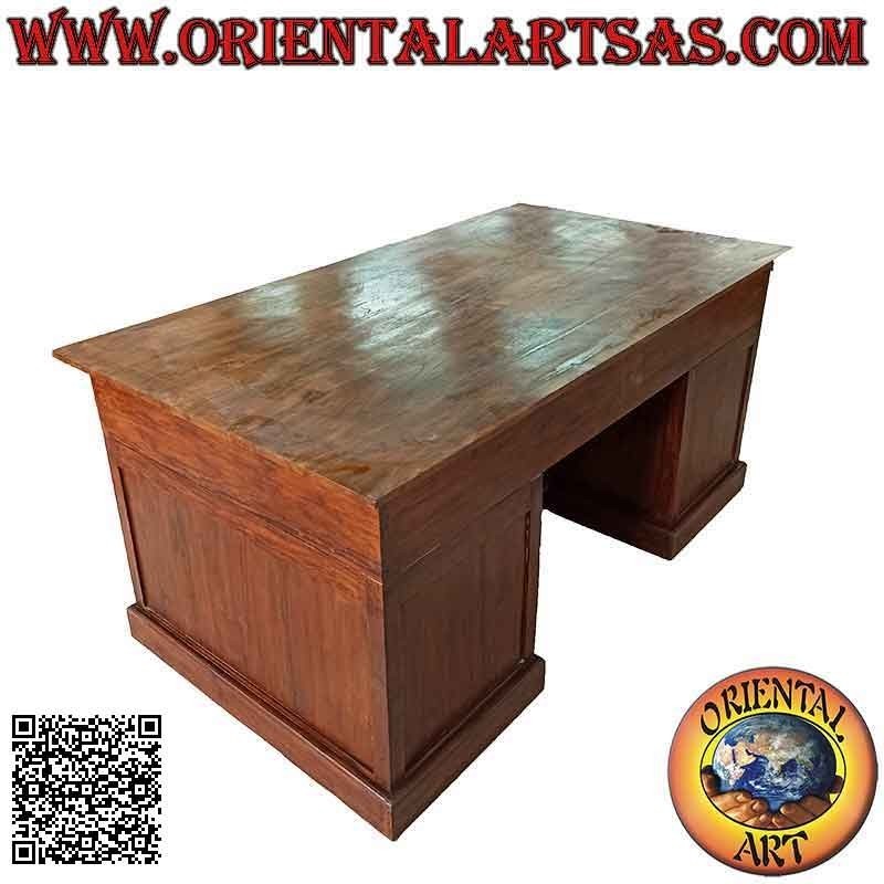 Bureau "King" avec 10 tiroirs, repose-pieds et plateau en bois, en bois de teck (180 x 100)