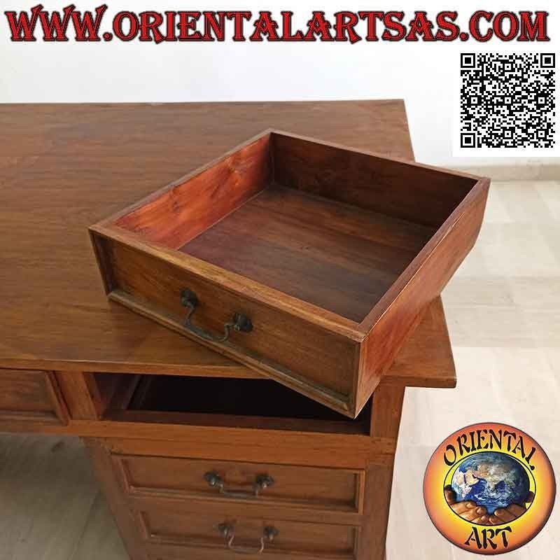 Bureau "King" avec 10 tiroirs, repose-pieds et plateau en bois, en bois de teck (180 x 100)