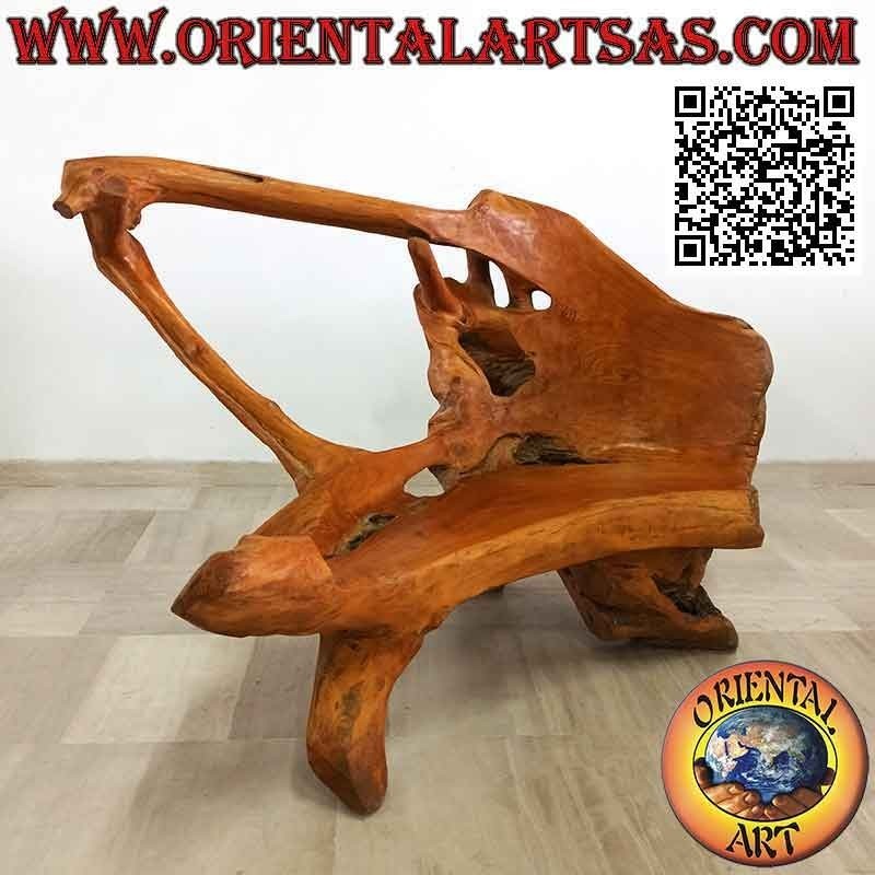 Fauteuil banc en racine de teck naturel (100h x 147x86)