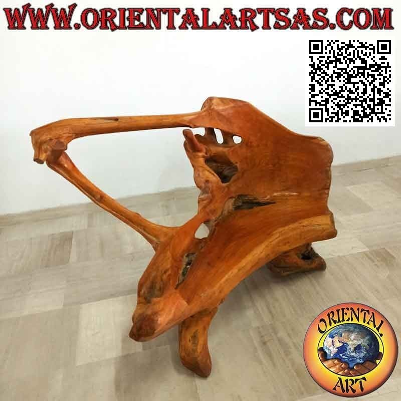 Panca poltrona in radice naturale di legno teak (100h x 147x86)