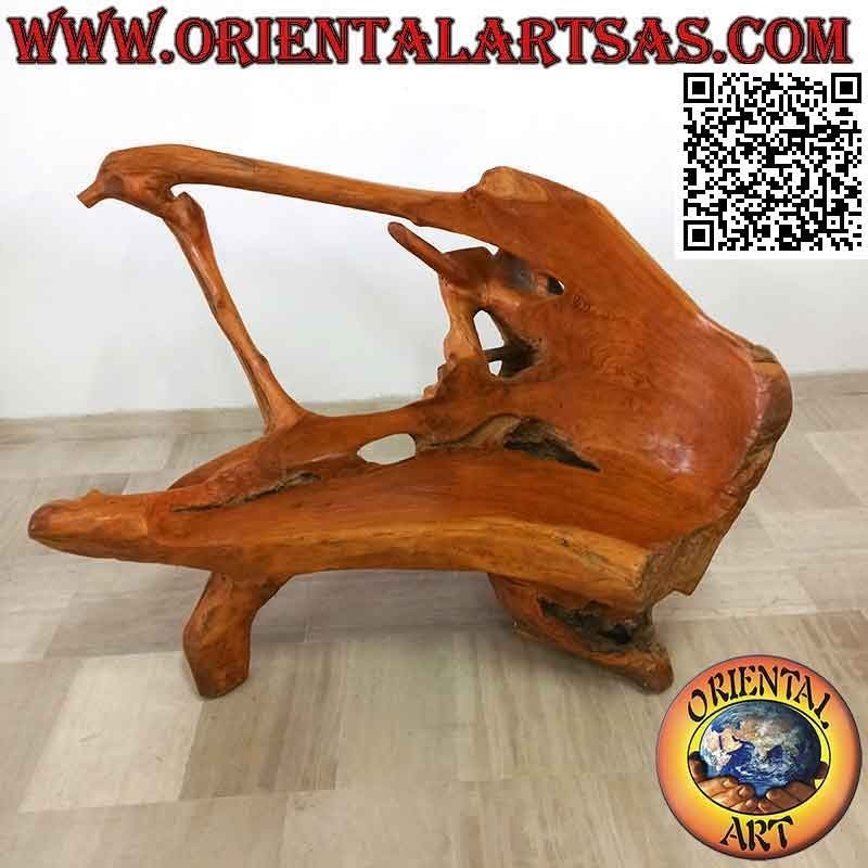 Panca poltrona in radice naturale di legno teak (100h x 147x86)