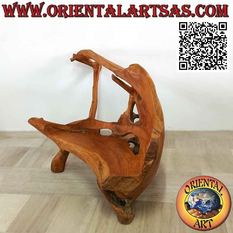 Panca poltrona in radice naturale di legno teak (100h x 147x86)