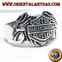 silver ring Harley Davidson between two eagles
