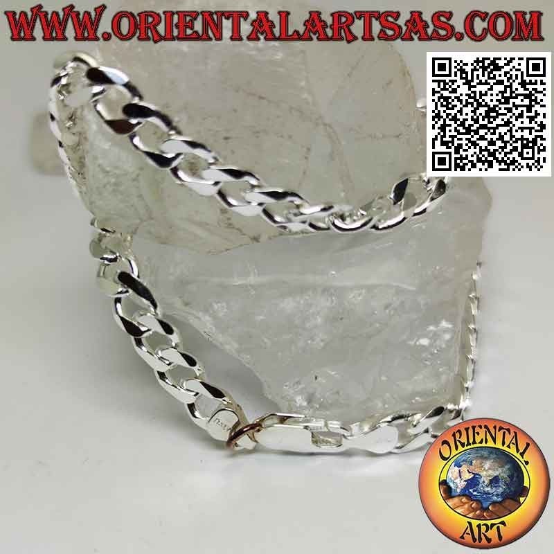 925 ‰ Silberkette mit 45 cm x 7 mm x 2 mm Diamant Groumette Kette