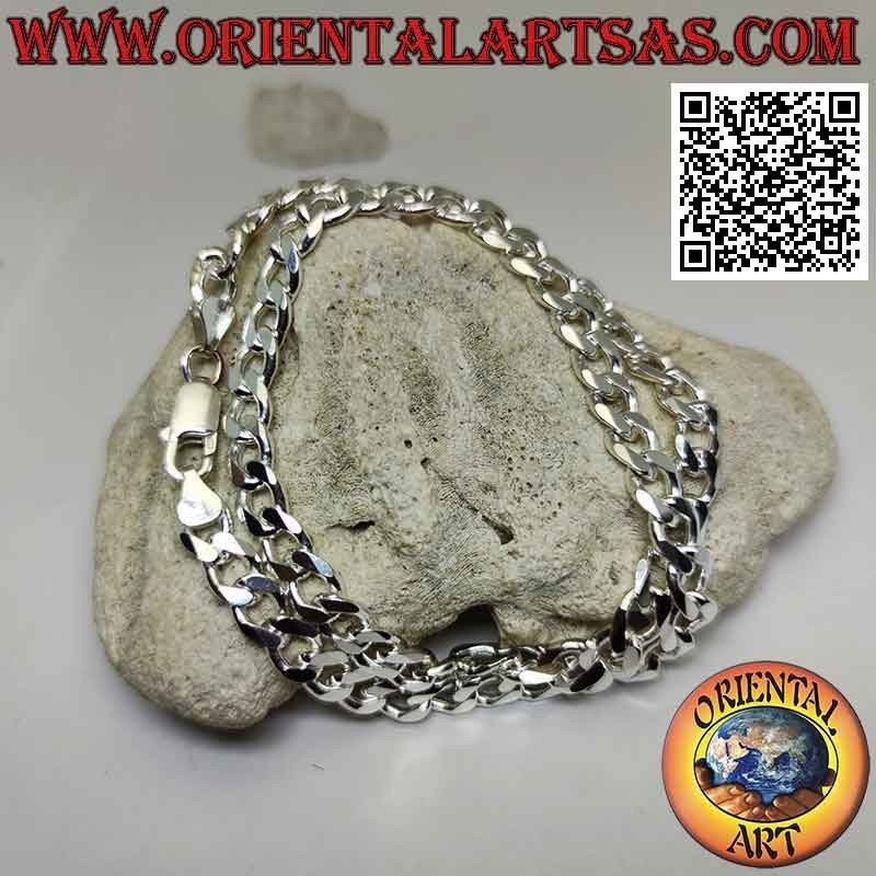 Collier en argent 925 ‰ avec chaîne groumette diamant 45 cm x 7 mm x 2 mm