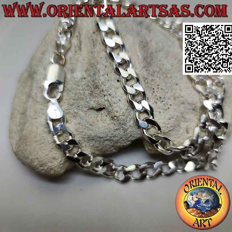 Collier en argent 925 ‰ avec chaîne groumette diamant 45 cm x 7 mm x 2 mm
