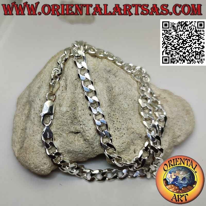Collar de plata 925 ‰ con cadena groumette de diamantes de 45 cm x 7 mm x 2 mm