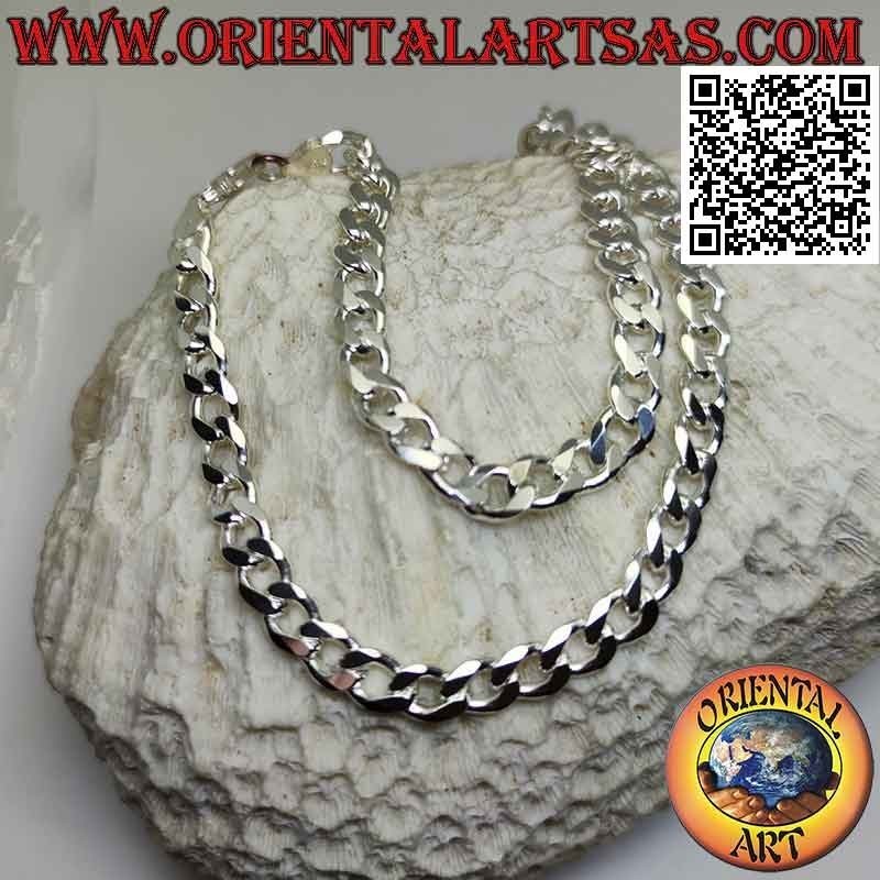 925 ‰ silver necklace with 45 cm x 7 mm x 2 mm diamond groumette chain
