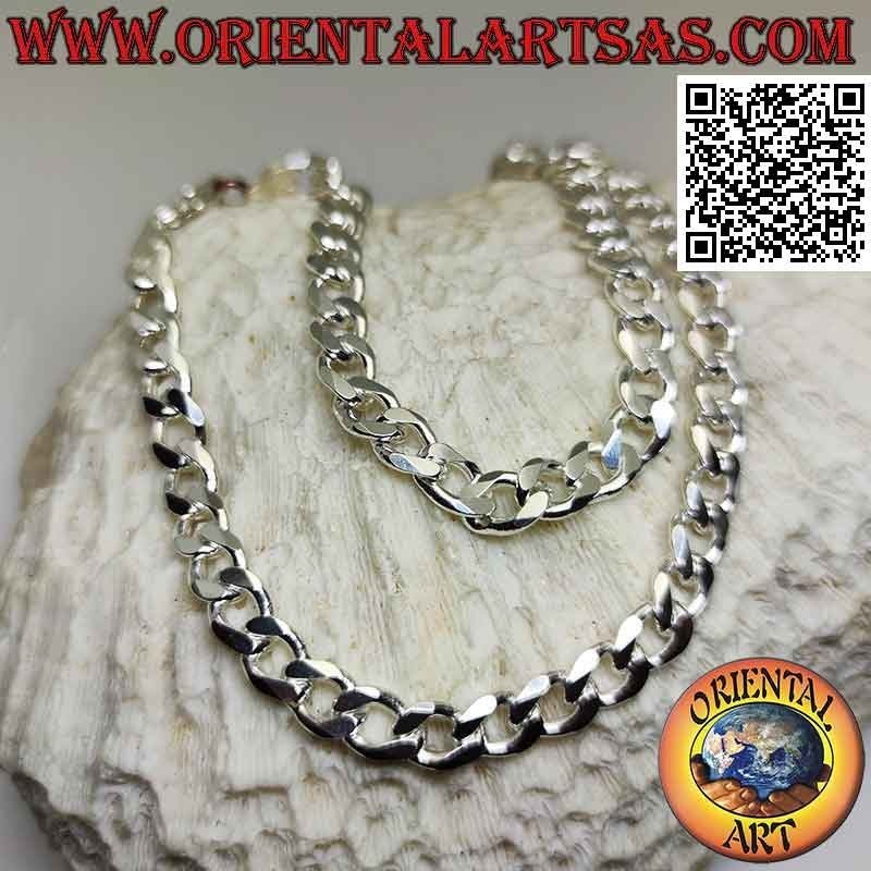 925 ‰ Silberkette mit 45 cm x 7 mm x 2 mm Diamant Groumette Kette