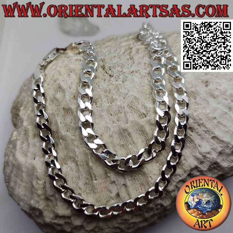 Collier en argent 925 ‰ avec chaîne groumette diamant 45 cm x 7 mm x 2 mm