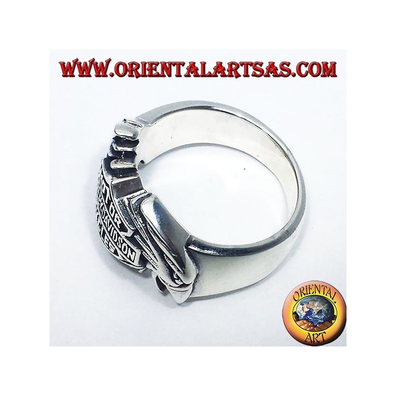Silberring Harley Davidson zwischen zwei Adler