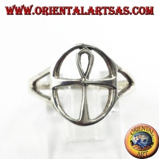 Anello in argento, croce Egizia Ankh