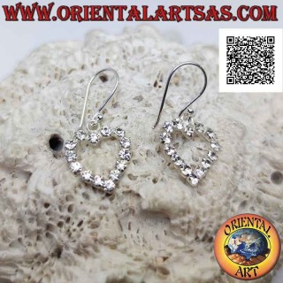 Conjunto de pendientes de plata con contorno de corazón de circonita cúbica blanca (pequeños)