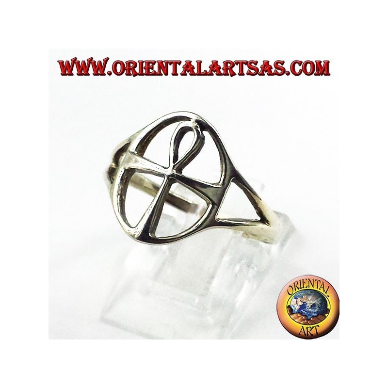anillo de plata, cruz de Ankh egipcia