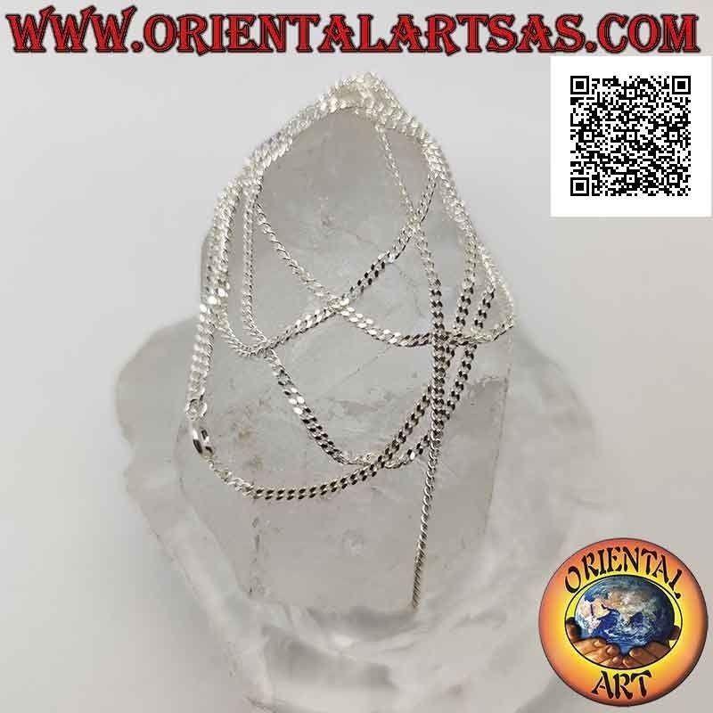 Collana catenina in argento 925 ‰ a catena groumette diamantata da 60 cm x 2 mm x 1 mm