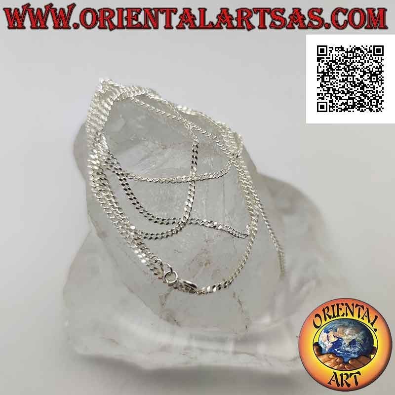 Collar de cadena de plata 925 ‰ con cadena Groumette de diamantes de 60 cm x 2 mm x 1 mm