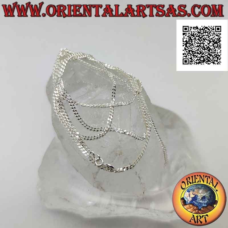 925 ‰ Silberkette Halskette mit 60 cm x 2 mm x 1 mm Diamant Groumette Kette