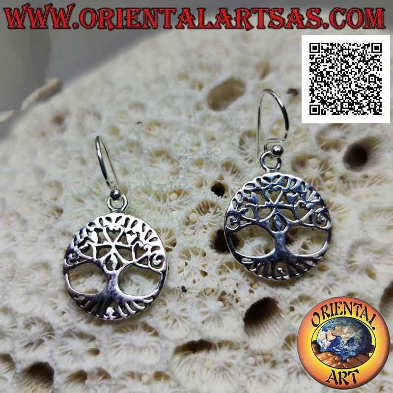 Silver earrings, Yggdrasil or tree of life, a tool for regaining one's identity