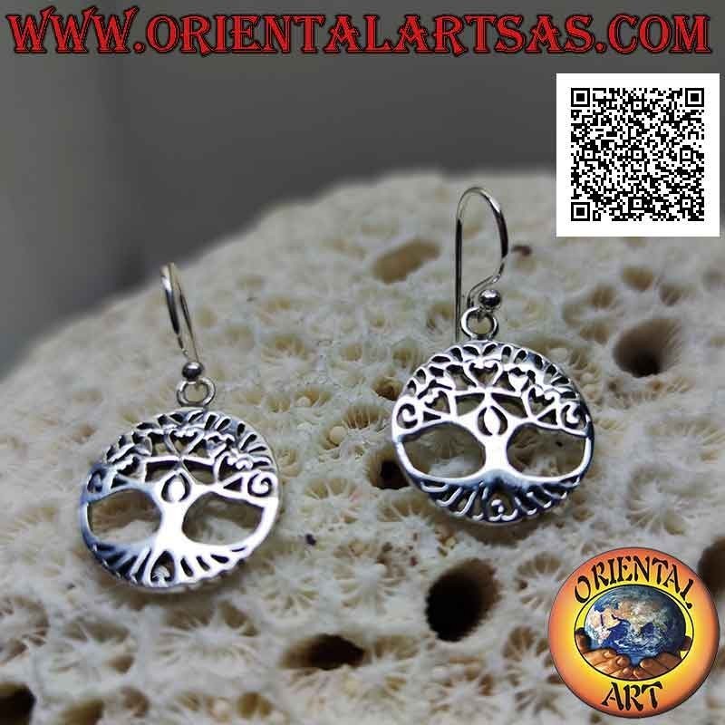 Silver earrings, Yggdrasil or tree of life, a tool for regaining one's identity