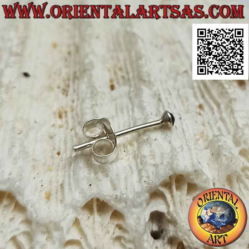 Pendiente / pendiente de nariz redonda de plata con ónix facetado mini
