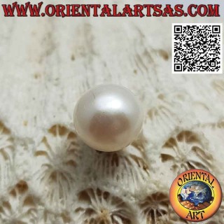 Mini pendiente de plata, la perla plana detrás (10 mm Ø)