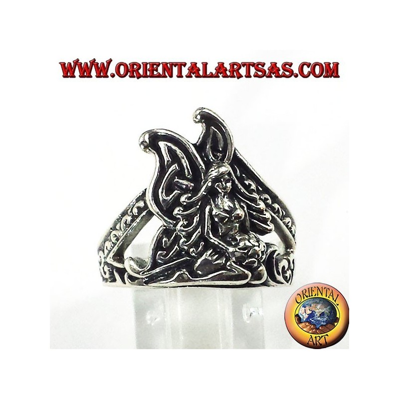 Silver ring kneeling fairy