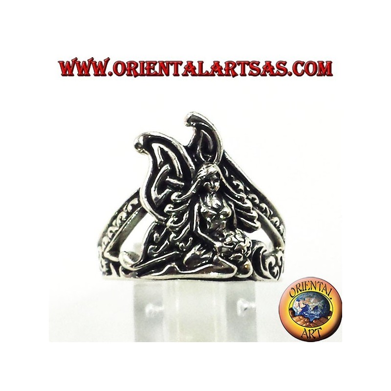Silver ring kneeling fairy