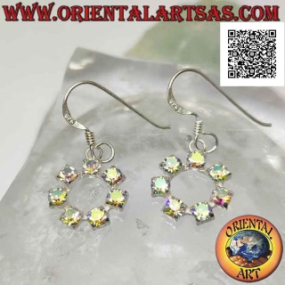 Pendientes de palanca de plata con contorno circular de circonitas blancas