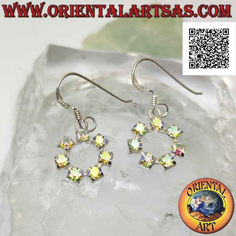 Boucles d'oreilles à levier en argent avec ensemble contour cercle zircon blanc