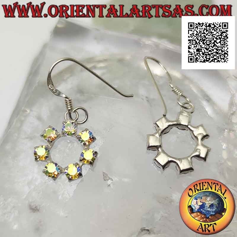 Silberne Leverback-Ohrringe mit weißem Zircon-Kreis-Konturset