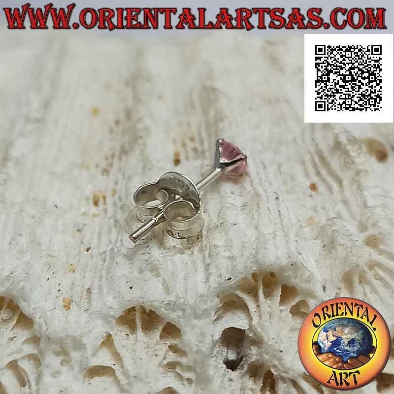 Mini pendiente / tachuela de nariz en plata, conjunto de circonitas rosa facetadas (redondo) 3 mm
