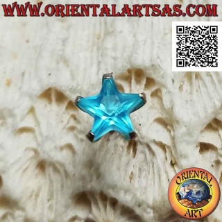 Mini earring in silver, 6mm faceted light blue zircon (star)