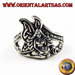 Silver ring kneeling fairy