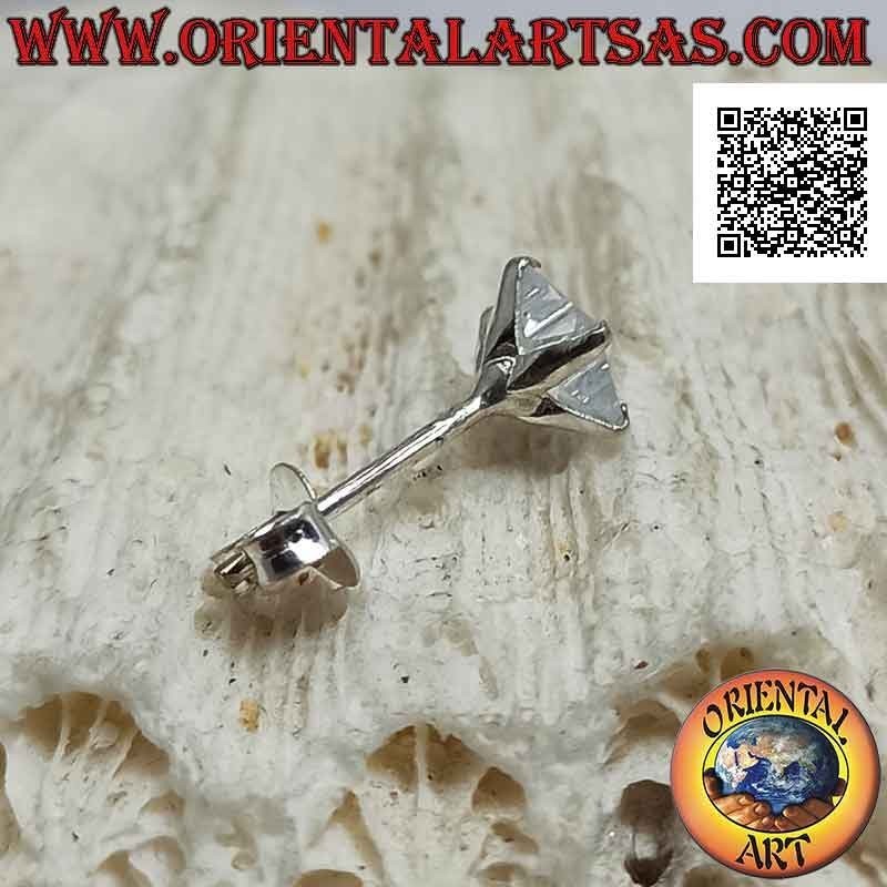 Mini Ohrring in Silber, weißer facettierter Zirkon Lichtpunkt (Stern)