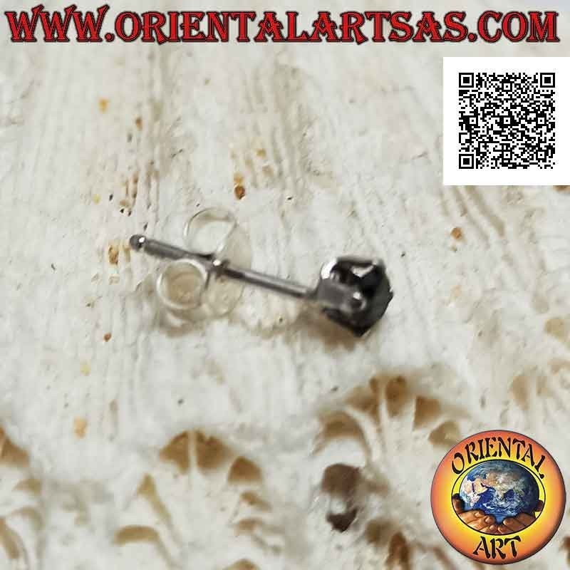 Mini orecchino / puntino da naso in argento, zircone nero sfaccettato incastonato (tondo) 3 mm