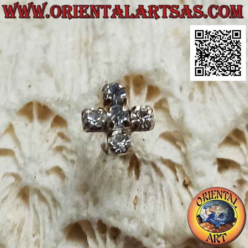 Silver mini earring, the Greek cross of white zircons set