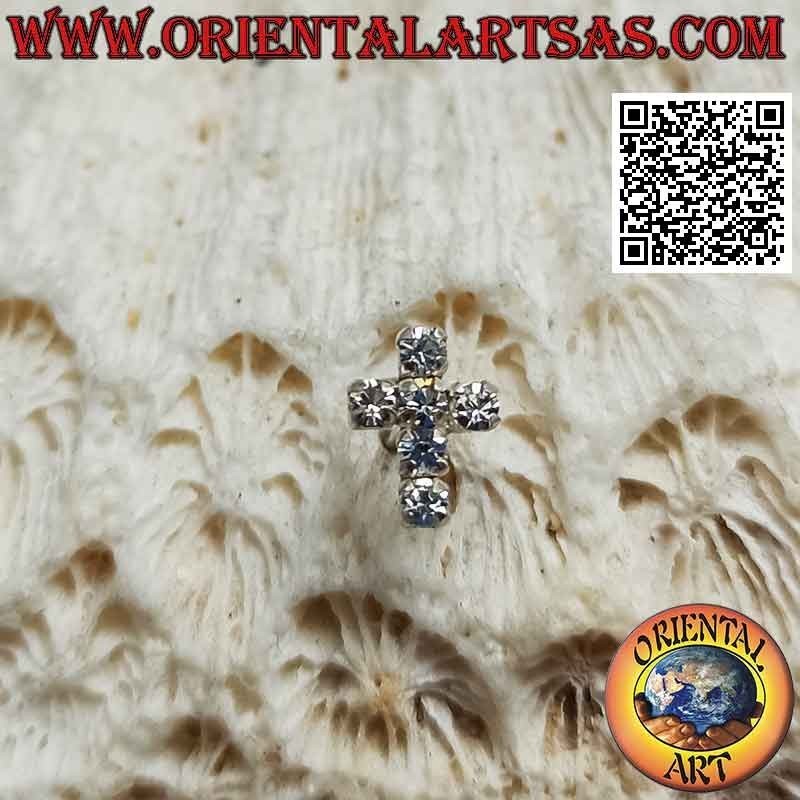 Mini Silberohrring, das lateinische Kreuz aus Zirkonia Set