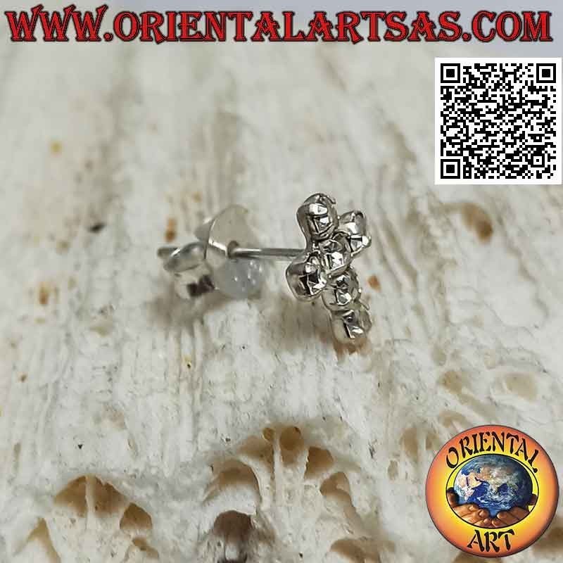 Mini orecchino in argento, la croce latina di zirconi incastonati
