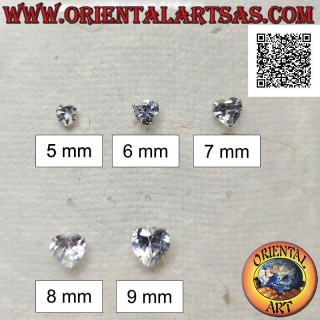 Mini orecchino in argento, punto luce zircone bianco sfaccettato incastonato (cuore)
